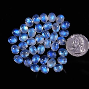 4 Pisces 100% Natural AAA++ Rainbow Moonstone Gemstone Cabochon,Blue flashy,Oval Shape, Size10x8MM, Calibrated, Moonstone,Designer Cabochon