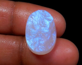 AAA+++Druzy Rough Regenbogen Mondstein Edelstein, atemberaubende blaue auffällige Druse, ovale Form, Größe 18x13MM, 16.0cts
