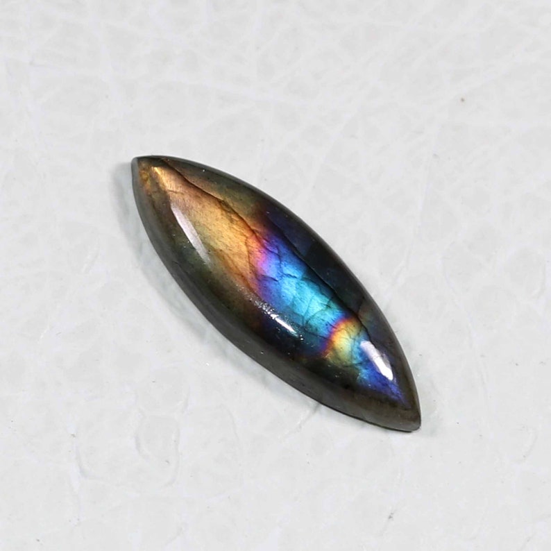 AAA+++Top Labradorite Cabochon Gemstone,Amazing Fabulous Designer Purple Multi flashy,Long Marquis Shape,Size 34x12MM 19.00Cts Pendant Stone