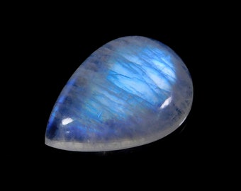 Top AAA+++ Regenbogen Mondstein Edelstein, fantastisch schön Designer Blau auffällig, 100% natürlich, Birnenform, Größe 27x19x6 MM 26,00Cts Schmuckstein