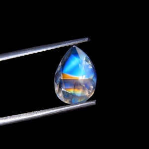 Super Top Grade Rainbow Moonstone Gemstone Faceted Cut, Designer Chatoyant Multi Flashy Rainbow, Pear Shape,Size9x7MM Calibrated,1.50Carat.