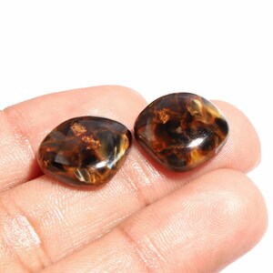 Pietersite Cabochon Gemstone,Top 2Pcs Chatoyant Designer Matching Pair,AAA+++100%Natural Uneven Shape,Size16x15x5MM,Ear Ring Stone,17.00Cts