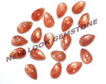Super Top AAA+++Sunstone Cabochon,100%Natural Gorgeous Chatoyant Sunstone Cabochon Gemstone, Pear Shape, Size5x7MM Calibrated, Jewelry Stone