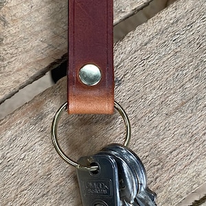 Leather Key Fob, Belt Key Ring, Personalised, Handmade, Chestnut