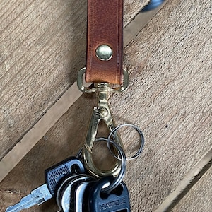 Leather Key Fob, Belt Key Ring, Personalised, Handmade, Chestnut
