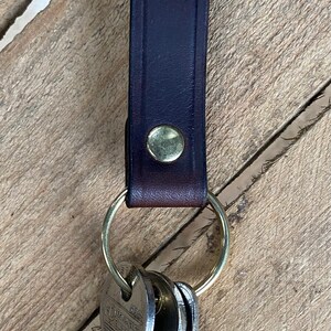 Leather Key Fob, Belt Key Ring, Personalised, Handmade, Chocolate Brown