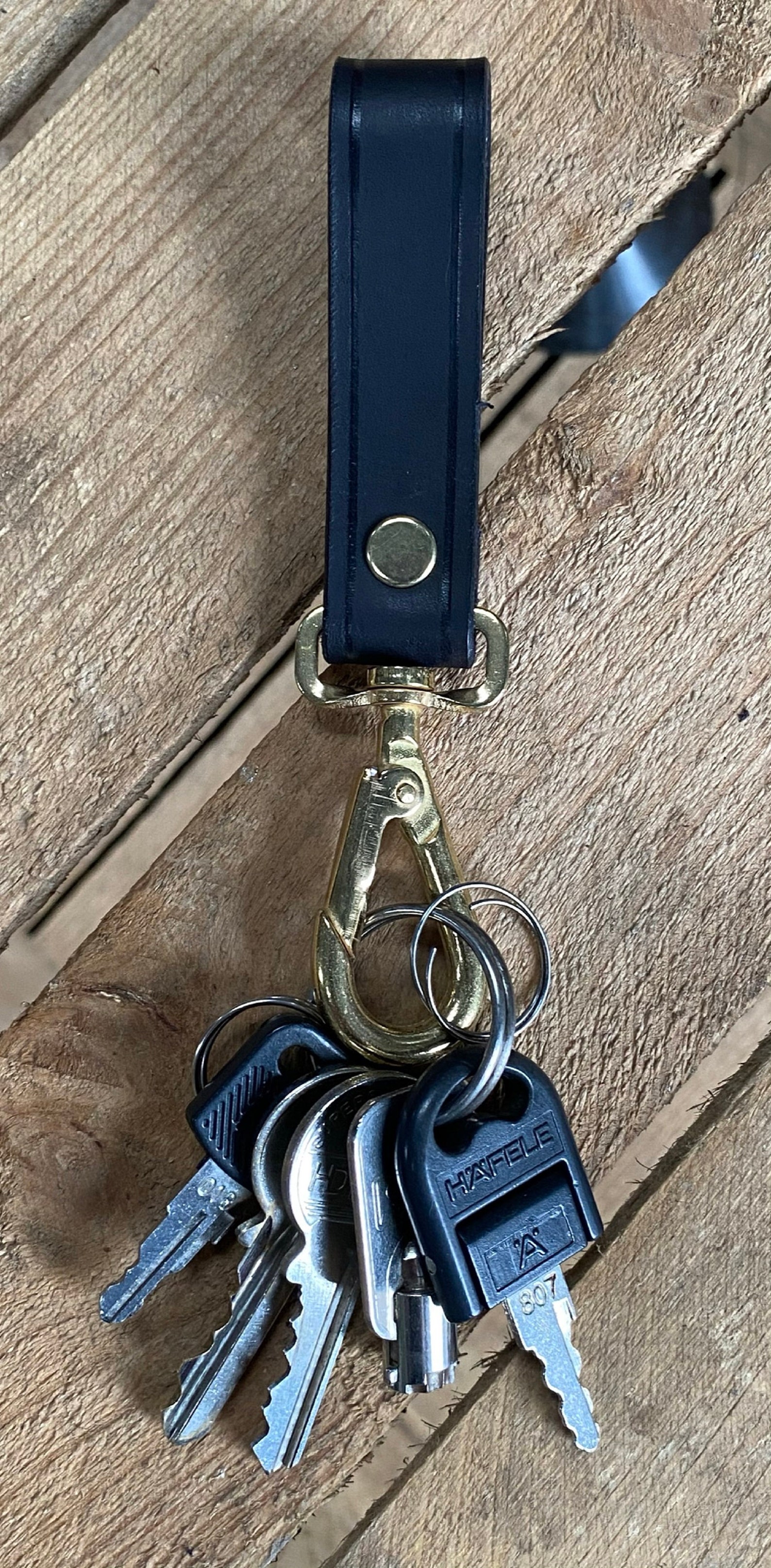Leather Key Fob, Belt Key Ring, Personalised, Handmade, Black Etsy