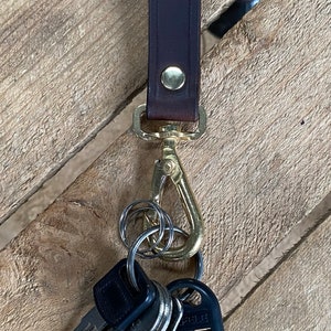 Leather Key Fob, Belt Key Ring, Personalised, Handmade, Chocolate Brown