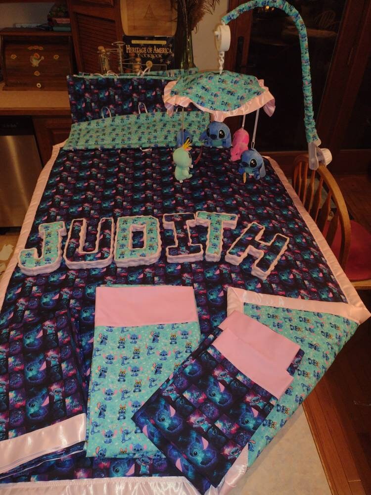 Disney Lilo & Stitch ropa de cama para guardería para niños pequeños, manta  para cuna, sábana