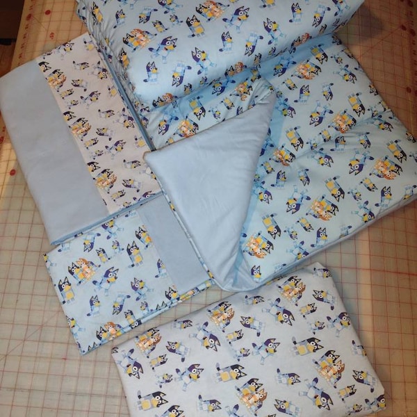 Bluey- 100% cotton OVER 30 patterns Crib Sheet Bluey cartoon - Sheet -  fitted sheet - Blanket - Pillow Case - Curtain   READ BELOW