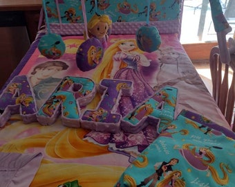 Tangled Rapunzel crib sheet, toddler bed sheet, Lovey, Crib  Blanket Toddler Blanket Mobile , Wall Letters, cases and more! 2 fabric choices