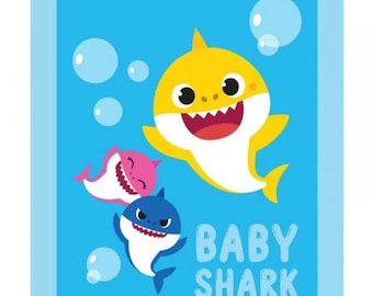 Baby shark Lenzuolo con angoli per lettino e lettino per bambini - Coperta - Federa - Tenda con manto 3D lettere da parete