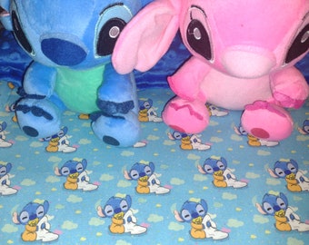 Read Description! Stitch or Angel Lovey Blanket set,  baby blanket Stitch or angel carry blanket CHOOSE material, large plushy, minky color