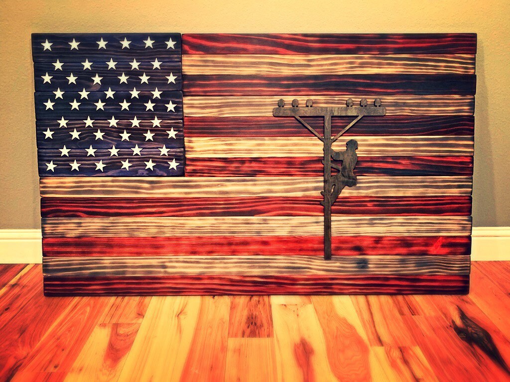 Burnt Wood Flag Etsy