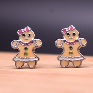 Gingerbread Stud Earrings in 925 Sterling Silver