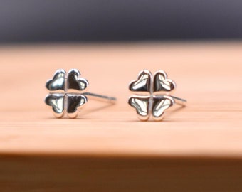 Four Leaf Clover Lucky Stud Earrings in 925 Sterling Silver