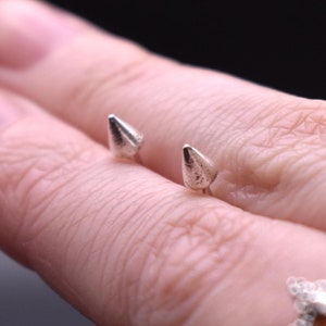 Tiny Punk Spike Stud Earrings in 925 Sterling Silver