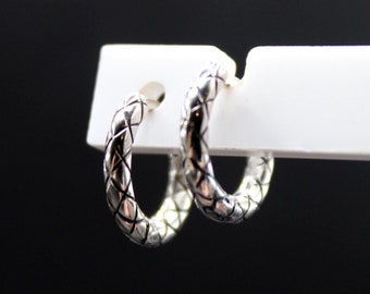 Snake Pattern Huggie Hoops in 925 Sterling Silver
