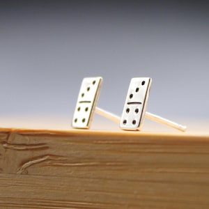 Tiny Domino Stud Earrings in 925 Sterling Silver