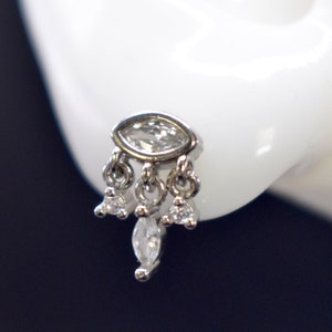 Dangle Stud Earrings with Marquis Cut CZ