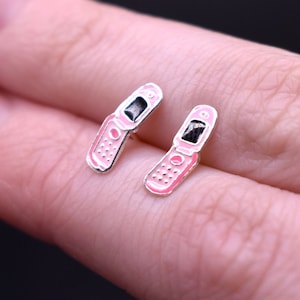 Y2K Flip Phone Stud Earrings in 925 Sterling Silver