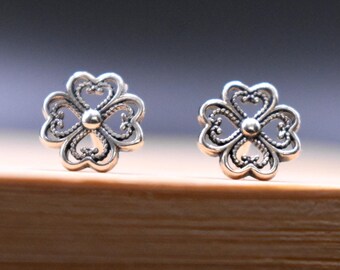 Filigrane Kleeblatt Ohrstecker in 925 Sterling Silber