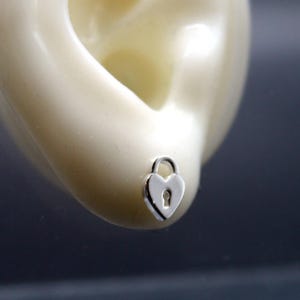 Heart Lock Stud Earrings in 925 Sterling Silver