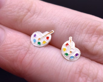 Holiday Christmas Art Teacher Gift, Art Teacher Earrings, Thank You Art Teacher Gift, Handmade Wooden Paint + Brush Earrings! - Canada