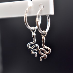 Dainty Snake Huggie Hoop Earrings in 925 Sterling Silver