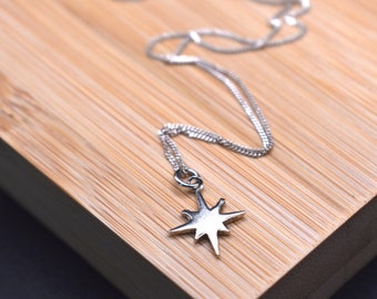 North Star Celestial Pendant Necklace in 925 Sterling Silver with 18 Inch Silver Chain