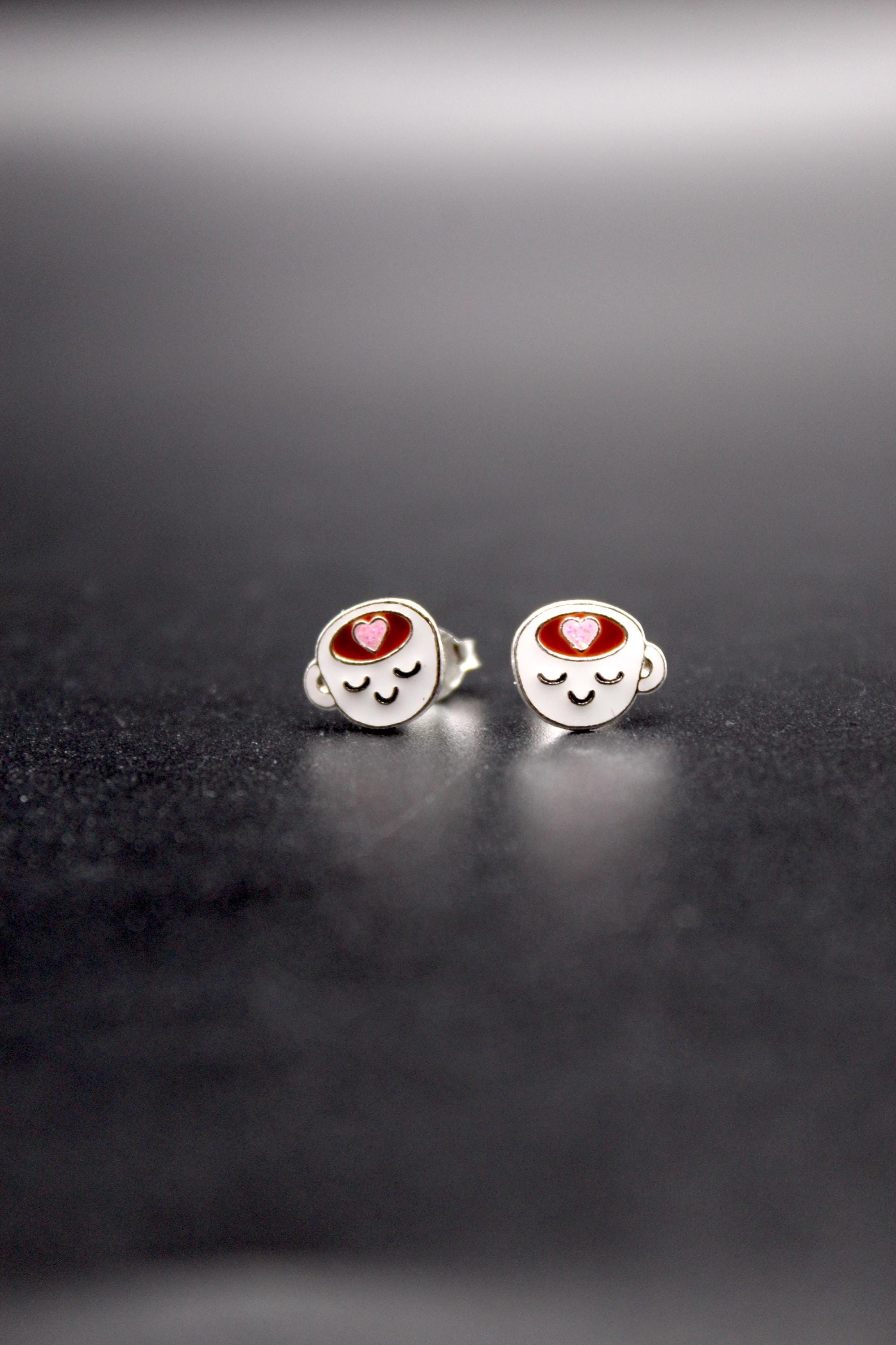 Coffee Mug Stud Earrings in 925 Sterling Silver - Etsy