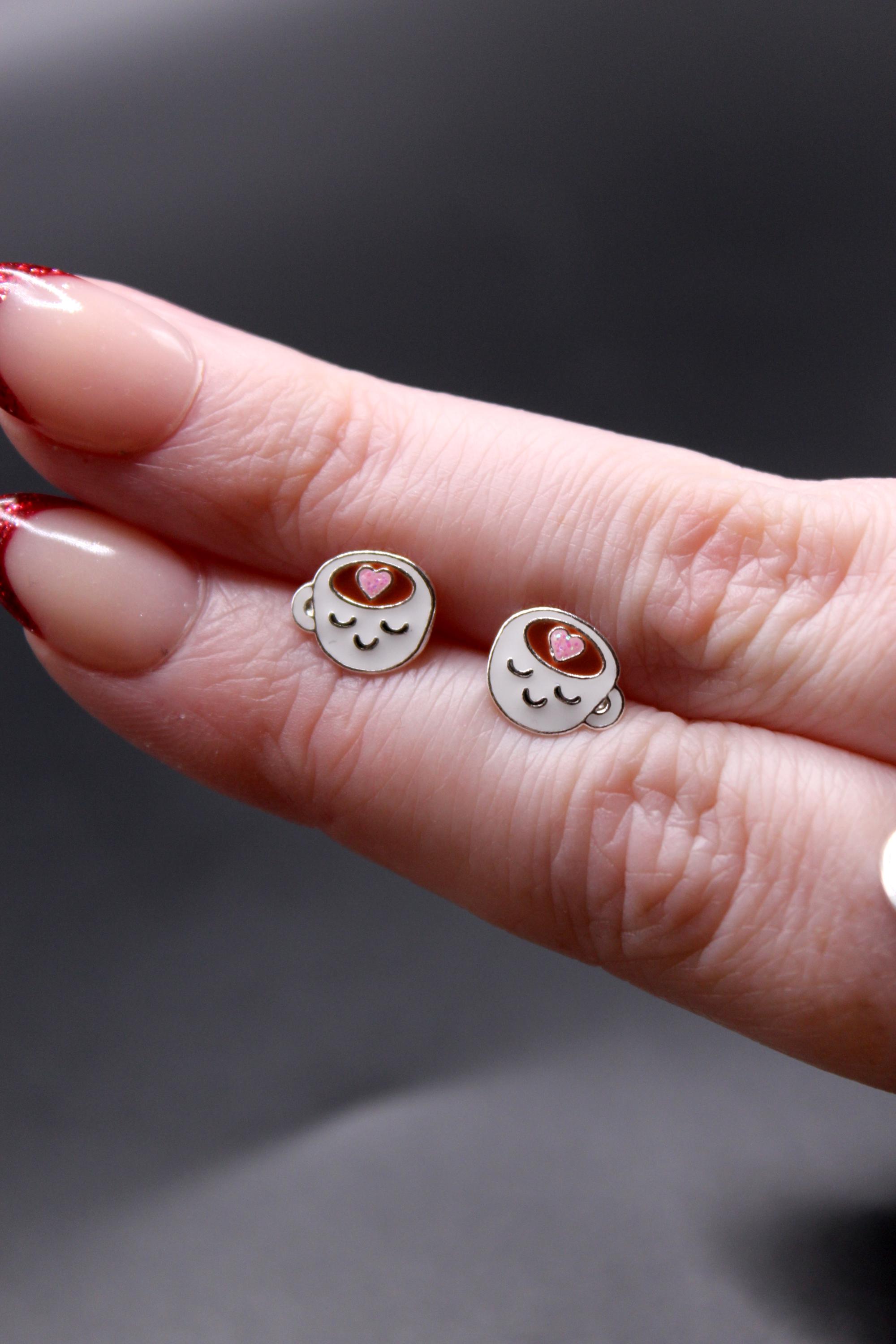 Coffee Mug Stud Earrings in 925 Sterling Silver - Etsy
