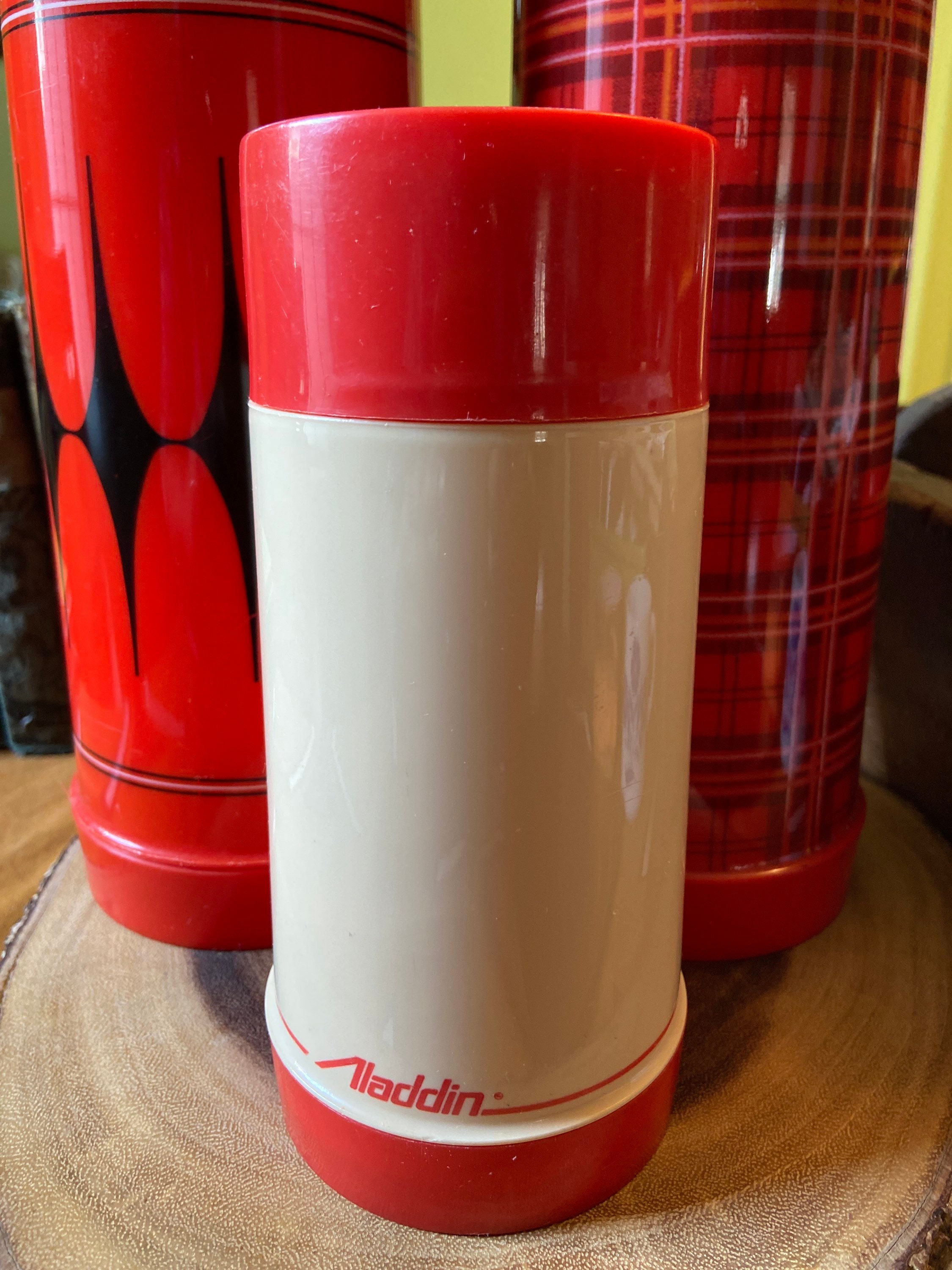 Vintage Aladdin Thermos Bottles Red Etsy