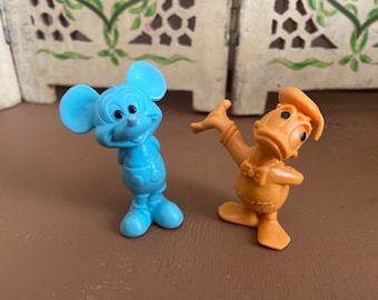 Vintage speelgoedfiguren Mickey Mouse en Donald Duck