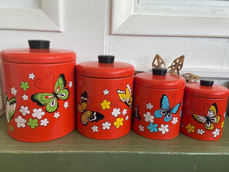 Canister Sets Jars & Containers 2 Vintage Cottagecore Ceramic Monarch ...