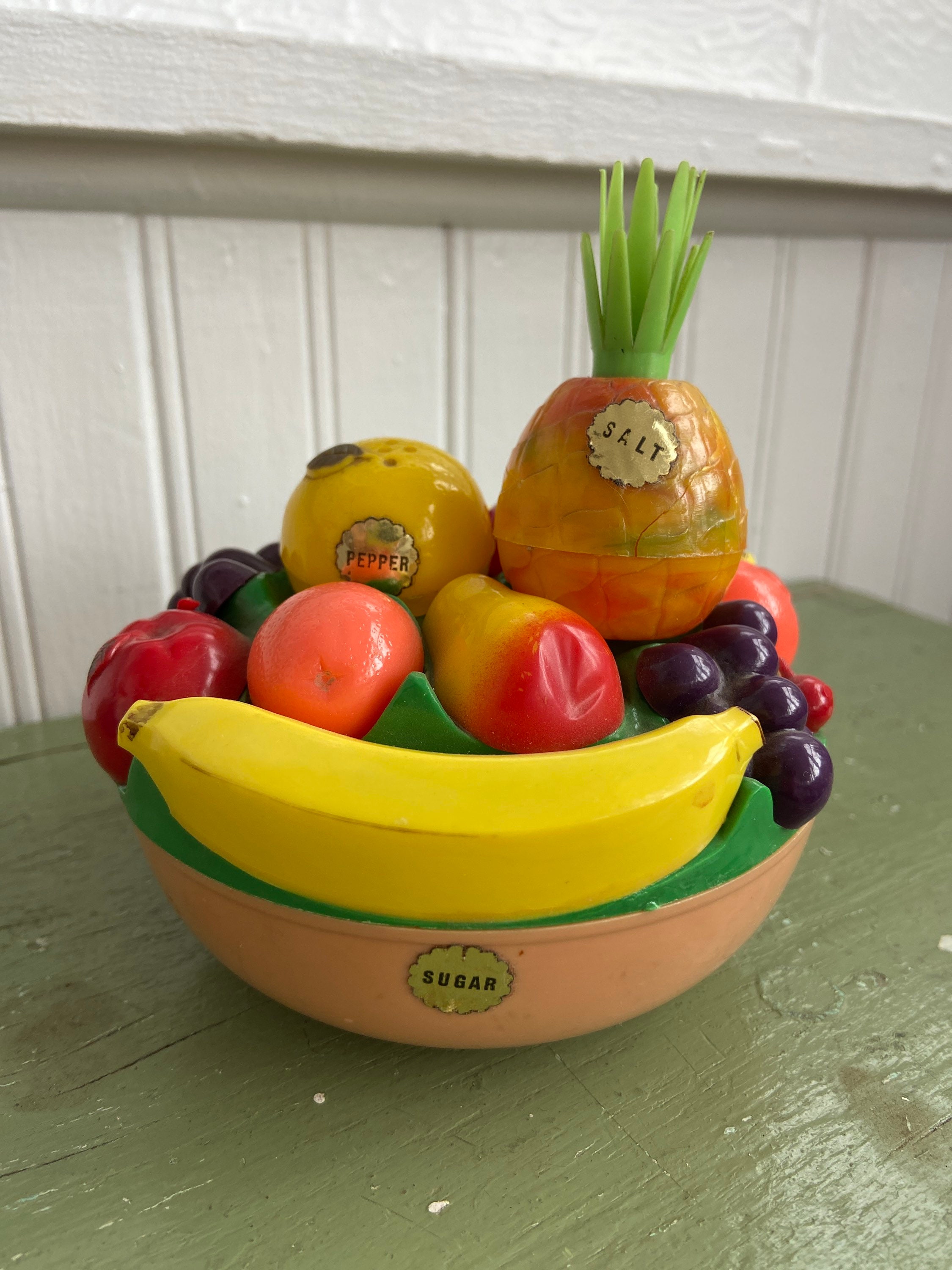 Vintage Fruit Salt and Pepper shakers and Sugar bowl Etsy