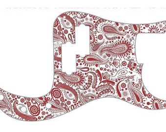 Pickguard gráfico personalizado para adaptarse a Fender P Bass Bass Paisley WH-RD
