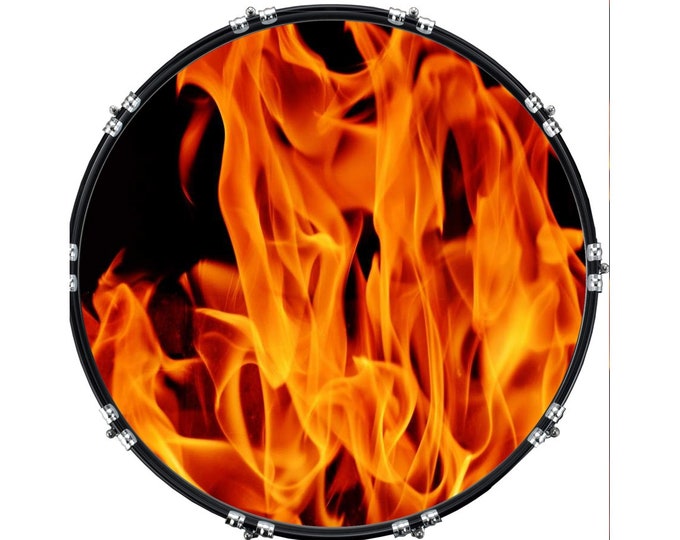 Custom Aquarian Bass Kick Drum Head Front Drumskin Fire 4 Etsy