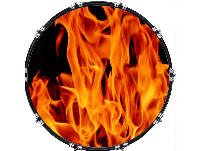 Custom Aquarian Bass Kick Drum Head Front Drumskin Fire 4 Etsy