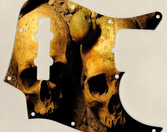 Custom Graphical Pickguard to fit Fender J Bass Jazz Bass Ancient Skulls