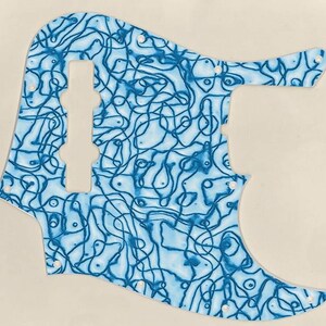 Custom Graphical Pickguard to fit Fender J Bass Jazz Bass Twine Blue