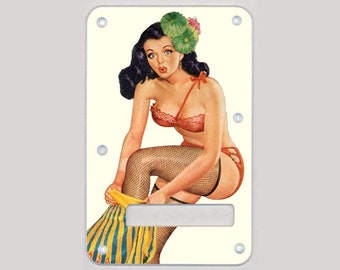 Custom Graphical Tremolo Cover Back Plate to fit Fender Strat Stratocaster Pinup Tikki Skirt WH