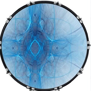 Custom Aquarian Bass Kick Drum Head Front Drumskin Blue Webbing