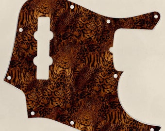 Custom Graphical Pickguard to fit Fender J Bass Jazz Bass Leopard Print Dark