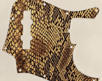 Custom Graphical Pickguard to fit Fender J Bass Jazz Bass Snake Skin 1