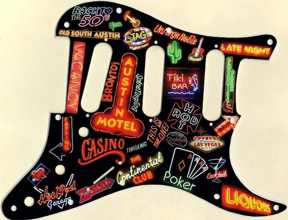 Custom Graphical Pickguard to fit Fender Tele Telecaster Neon Collage Custom Graphical Pickguard to fit Fender Tele Telecaster Neon Collage