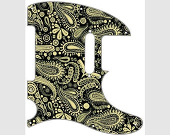 Aangepaste grafische slagplaat te passen Fender Telecaster Paisley van Tele room op Black