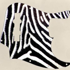 Custom Graphical Pickguard to fit Fender J Bass Jazz Bass Zebra