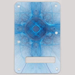 Custom Graphical Tremolo Cover Back Plate to fit Fender Strat Stratocaster Blue Webbing