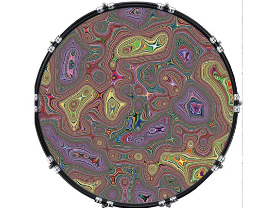 Custom Aquarian Bass Kick Drum Head Front Drumskin Psychedelic